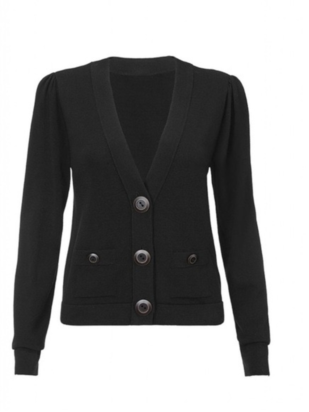 CAbi Black V-Neck Button Front Cardigan